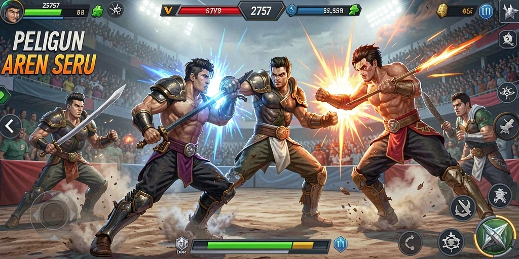 Tampilan gameplay 2757 dengan pertarungan yang epik dan menegangkan.