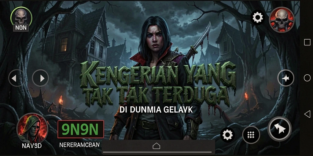 Tangkapan layar gameplay menakutkan dari 9N9N yang menunjukkan atmosfer menyeramkan.