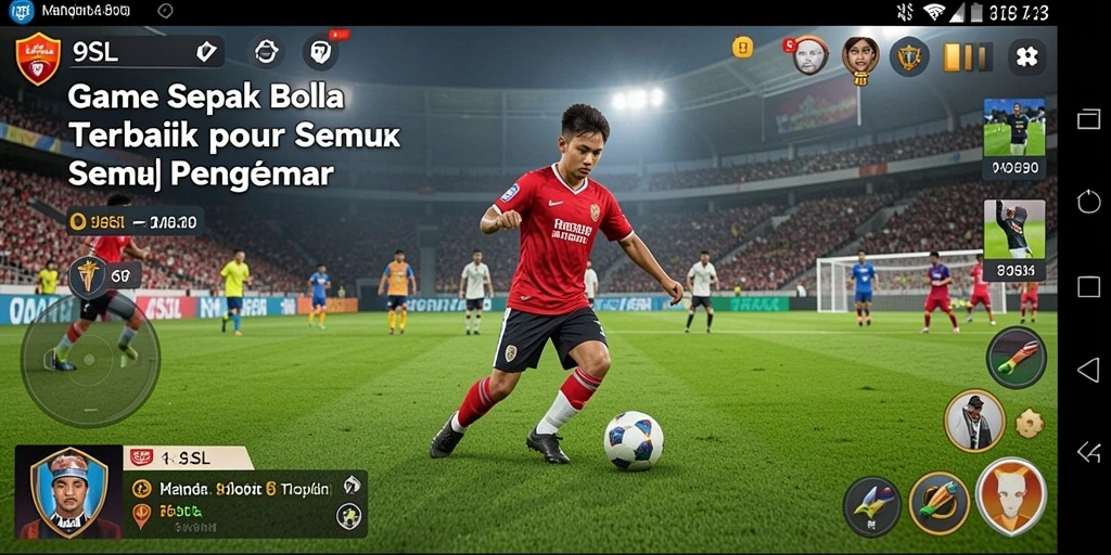 Tampilan menakjubkan dari gameplay 9SL dengan aksi sepak bola yang seru.