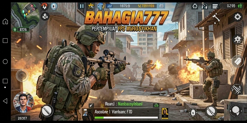 Tampilan gameplay BAHAGIA777 yang penuh aksi dalam pertempuran yang intens.