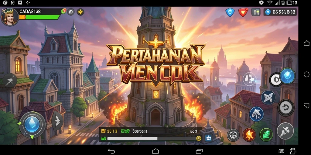 Tampilan utama gameplay CADAS138 yang penuh aksi Tower Defense.