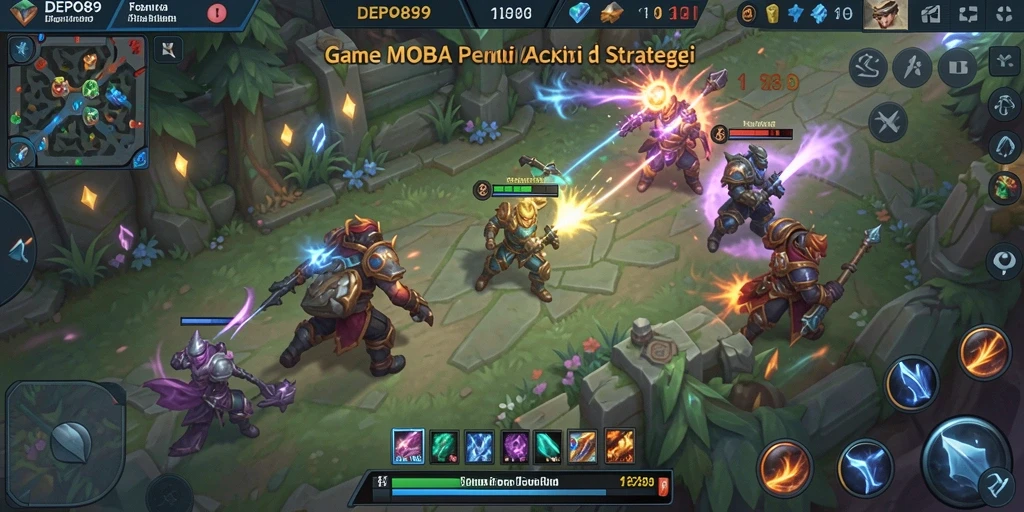 Screenshot gameplay DEPO89 menampilkan aksi seru dalam pertempuran MOBA.