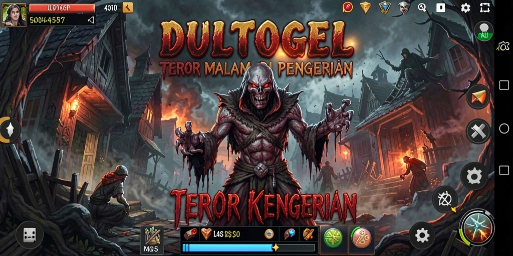 Gameplay DULTOGEL menampilkan suasana horor yang mencekam.