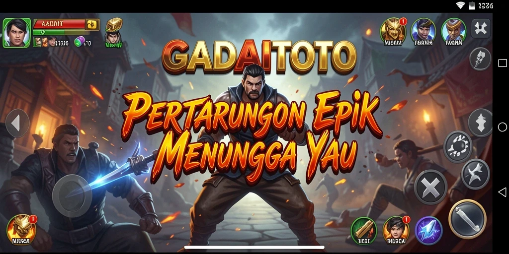 Screenshot GADAITOTO menampilkan pertarungan seru antara karakter yang berbeda.