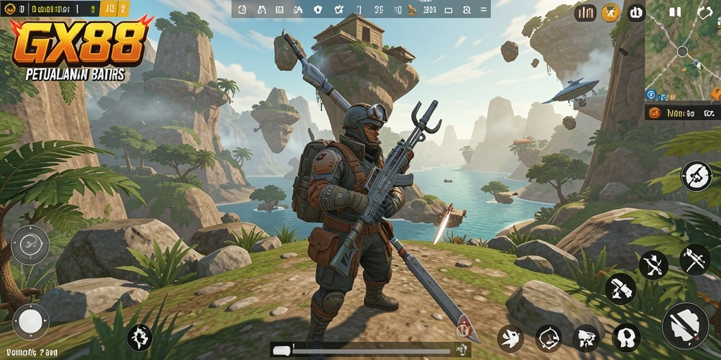 Tampilan gameplay GX88 menampilkan petualangan dalam dunia terbuka yang luas.