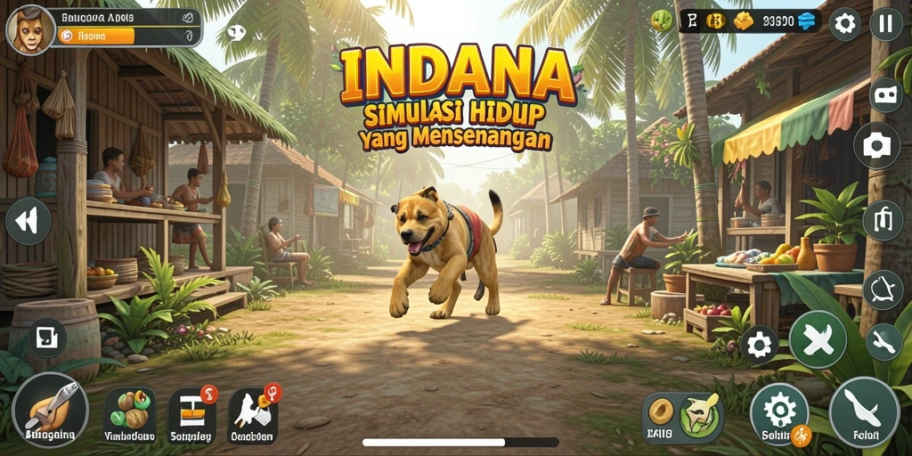 Screenshot utama yang menampilkan gameplay Simulation INDAAA.