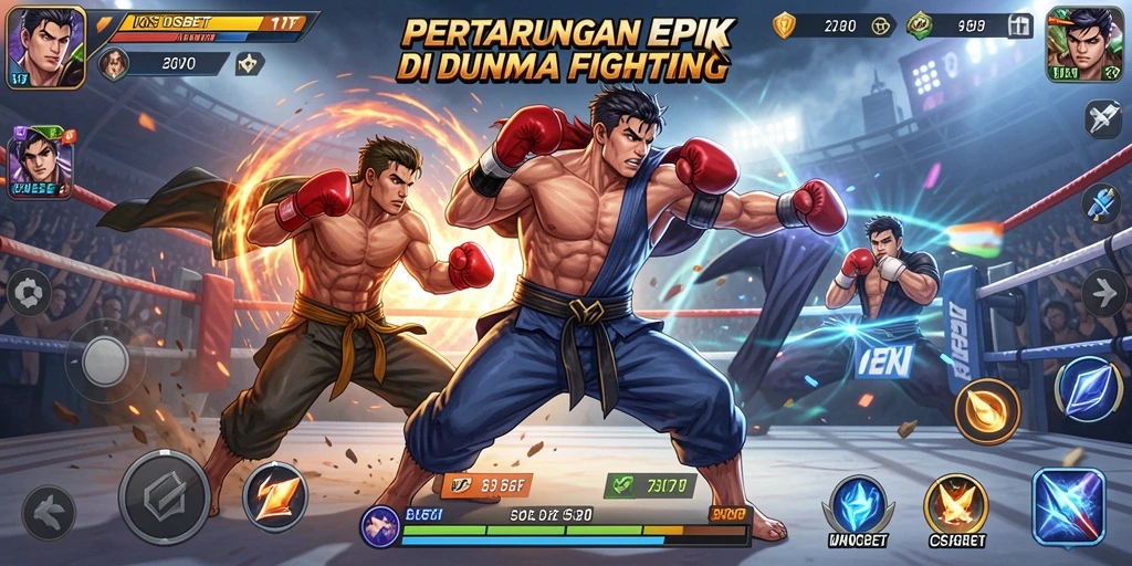 Screenshot IOSBET menampilkan pertarungan karakter yang menegangkan dan grafis luar biasa.