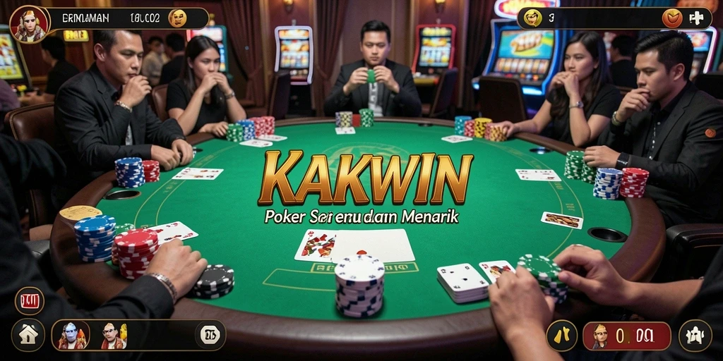 Tangkapan layar KAKWIN menampilkan gameplay Poker yang intens dan seru.