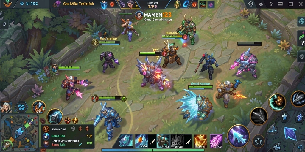 Tangkapan layar MAMEN123 menampilkan pertarungan epik di arena MOBA.