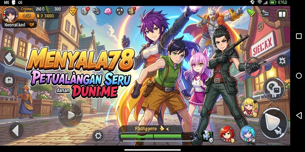 Screenshoot gameplay MENYALA78 yang menampilkan karakter dalam pertempuran.