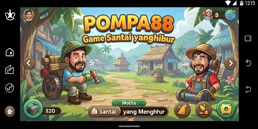 Tampilan gameplay POMPA88 yang ceria dan menghibur.