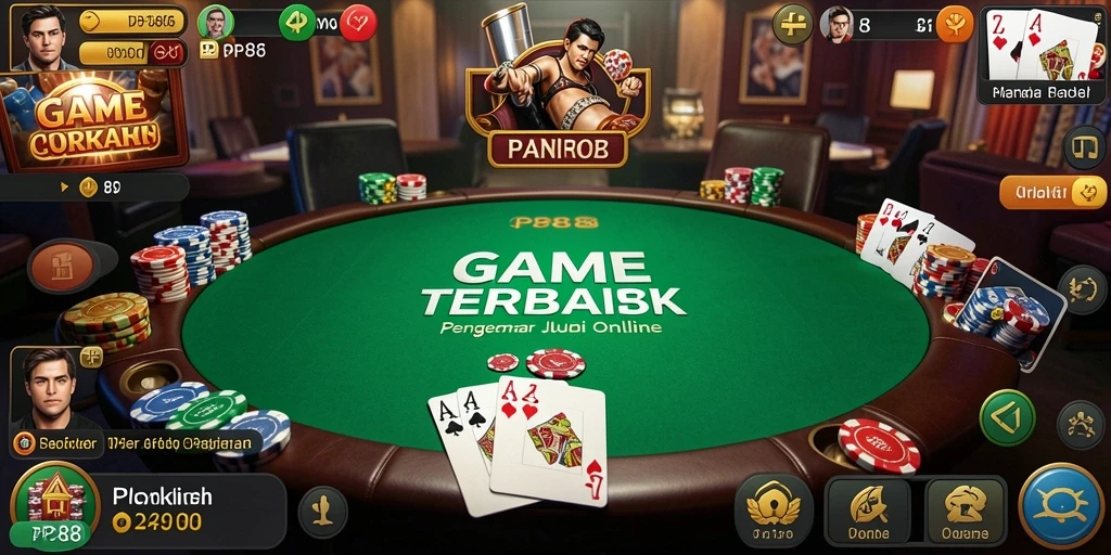 Tampilan gameplay Poker yang seru dan mendebarkan dalam PP88.