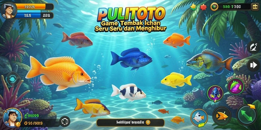 Screenshot utama menampilkan serunya gameplay Tembak Ikan PULITOTO.