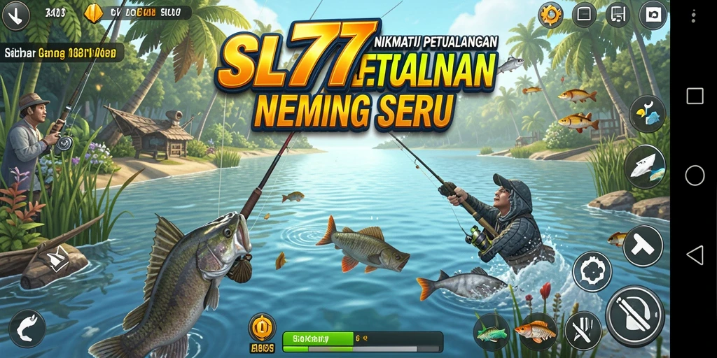 Tampilan gameplay SL777 yang seru saat memancing di berbagai lokasi.