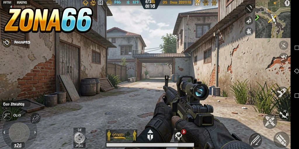 Tampilan gameplay <strong>ZONA66</strong> yang mendebarkan dan penuh aksi.